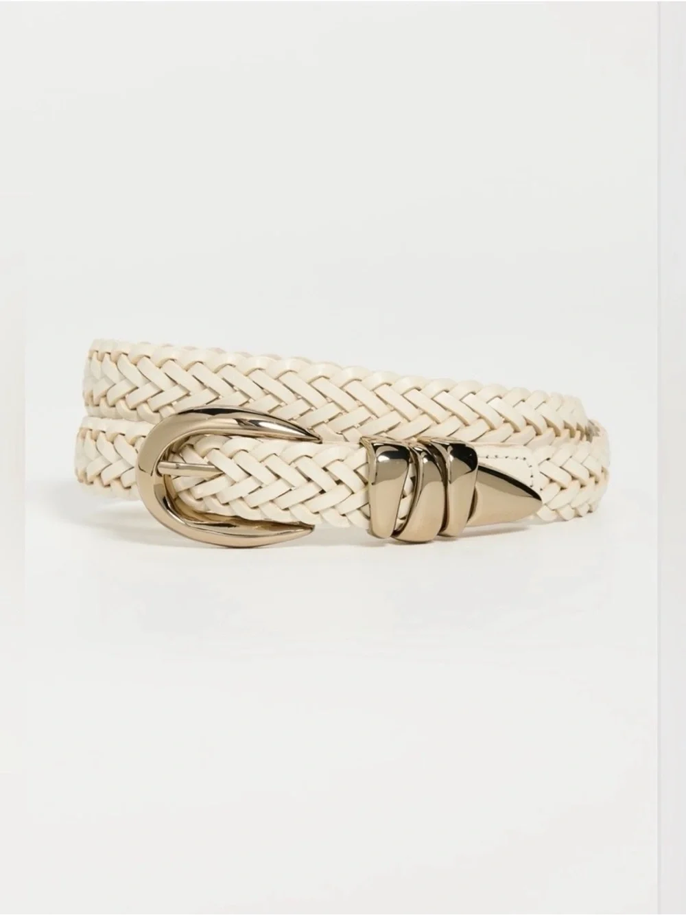 Madewell NWT Italian leather belt in vintage ivory gold buckle size XXS/ S (0-6)